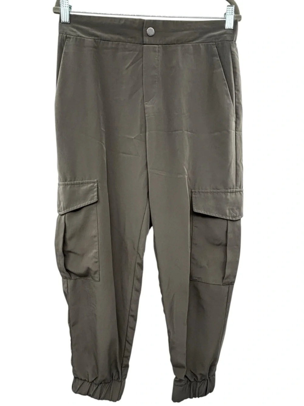 Zara Women’s  Dark Khakis High Waisted Cargo Joggers Size Large - Picture 4 of 15